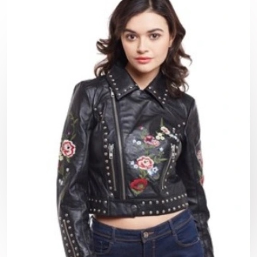 Bareskin Wilson Leather flower embroidered jacket